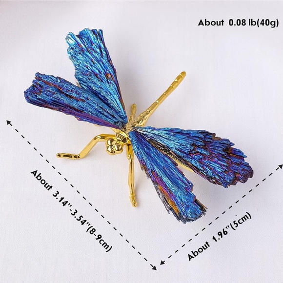 🆕New Aura Blue Tourmaline Dragonfly Figurine- Silver - Picture 11 of 12